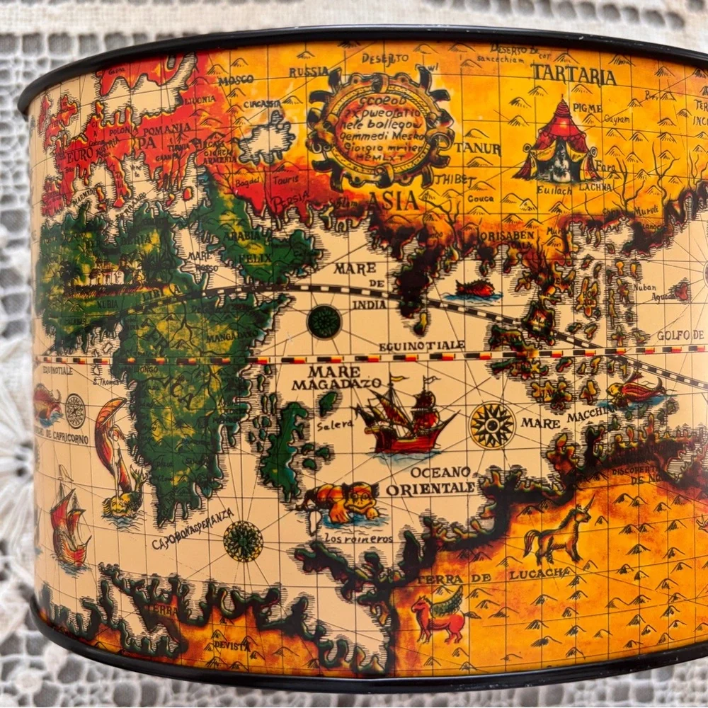 Old World Map Desk Organizer Metal